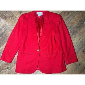 Vintage Fundamental Things Wool Blazer Women’s Red Made Lined Jacket 8 Petite